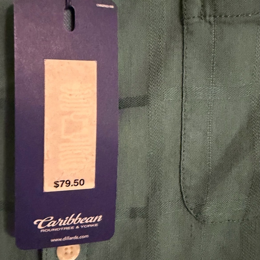 Roundtree & Yorke Caribbean Teal Shirt Size-L - Picture 3 of 7